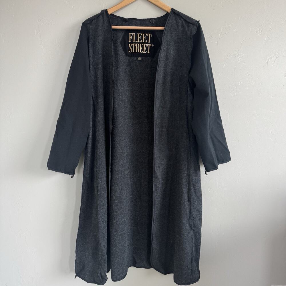 Fleet Street Topcoat Wool Blend Gray Tweed Black Woman’s Size 12 Jacket Coat